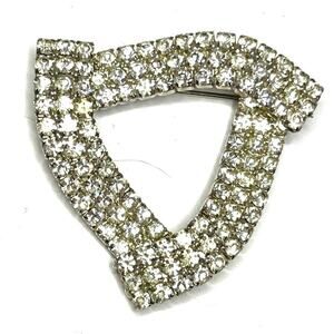 Vintage Brooch Clear Rhinestone Vtg High End Costume Jewelry Pin F024